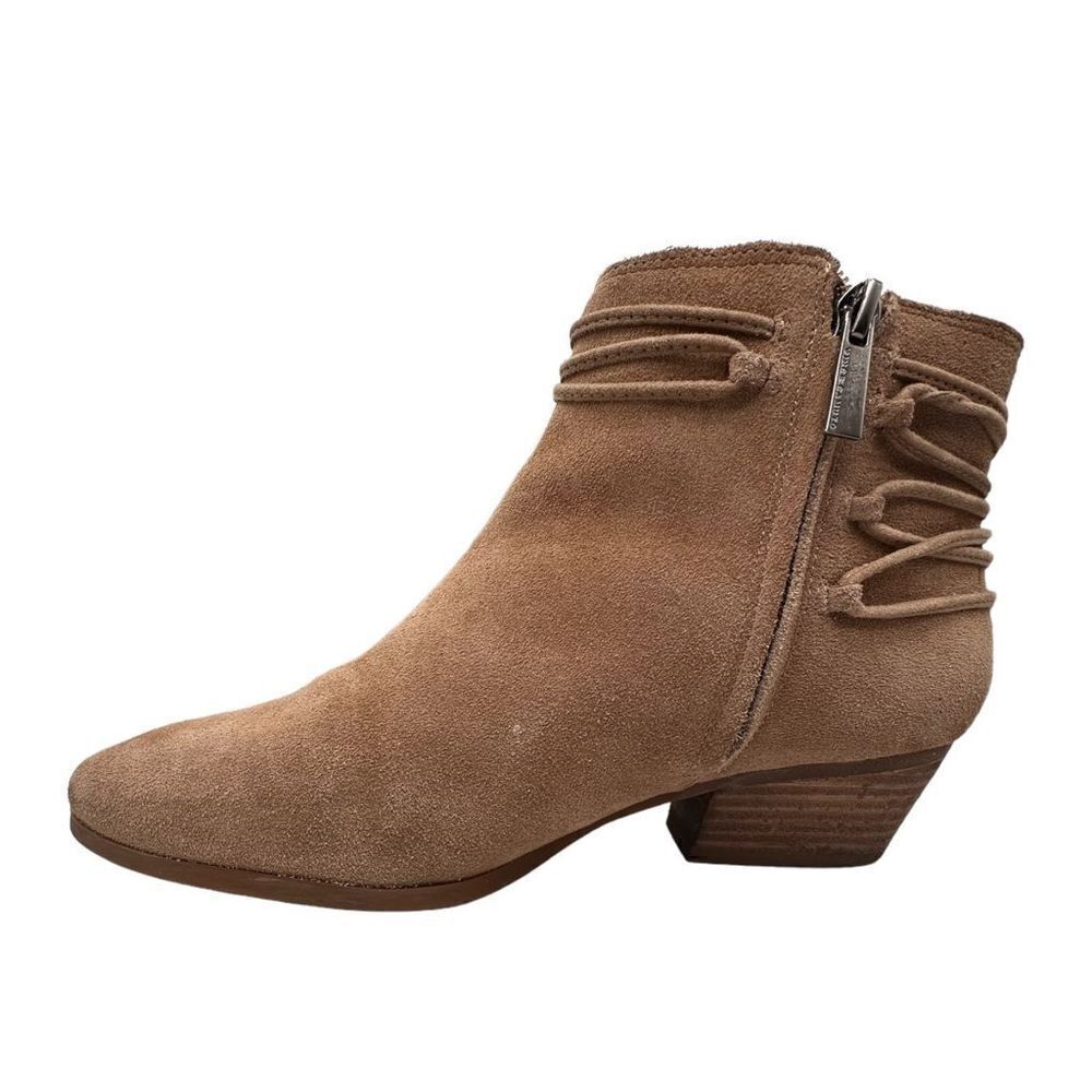 Vince camuto Carlina tan suede ankle boots tassels side zip women’s size 8.5m